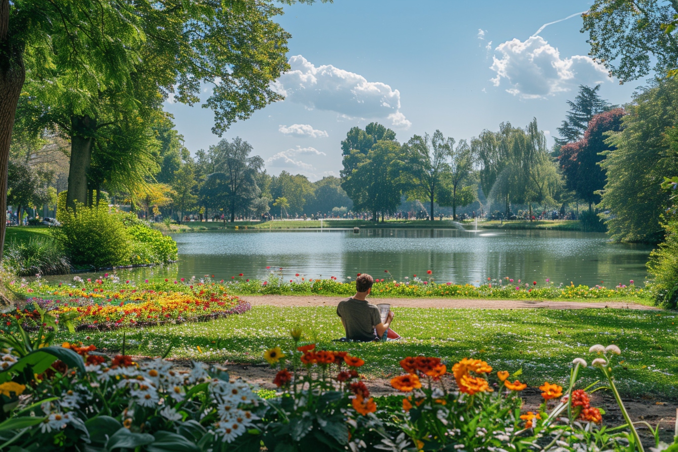 Vue panoramique des luxuriants espaces verts et parcs pittoresques d'Amiens, invitant à la flânerie et à l'évasion